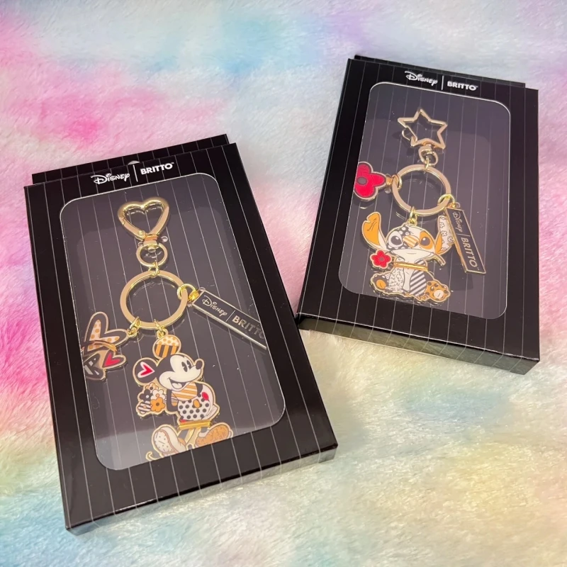 

Authentic Disney Black Gold Figurines of Disney Mickey and Stey Are Birthday Gift Toys for Fans Backpack Pendant Accessories