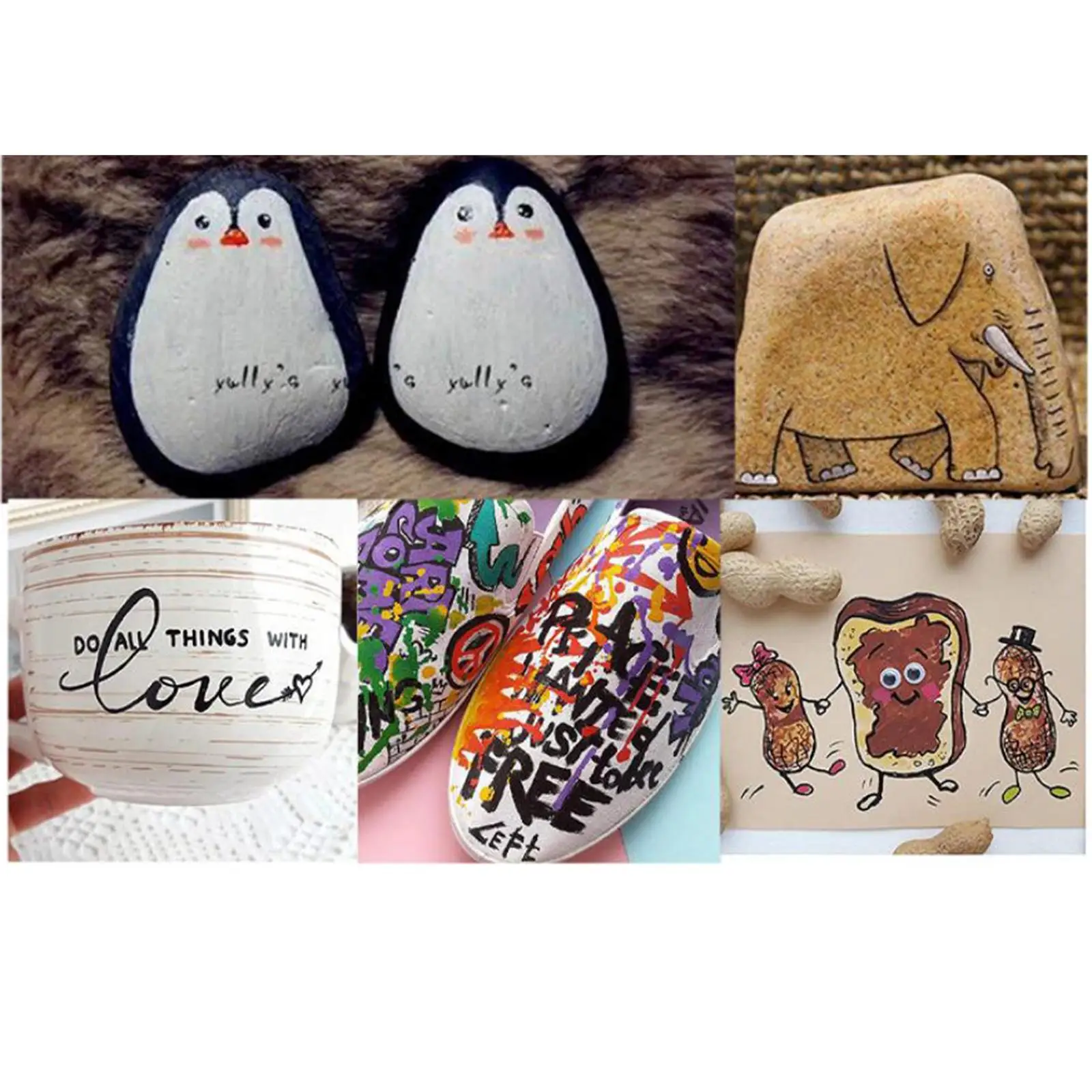 

Набор из 12 акриловых перманентных маркеров для рисования на холсте, стекле, камне, фарфоре, картонах