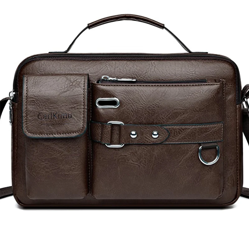 Men's Retro Messenger Bag with Waterproof Design, Large Capacity Laptop Briefcase for Office Work, Travel and School image 3