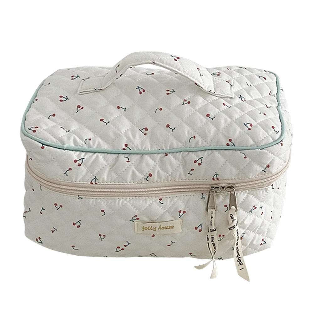 Organisateur de rangement coréen, sac de maquillage matelassé imprimé, pochette à cosmétiques imprimée de fleurs, grand sac à cosmétiques de voyage, accessoire de maquillage