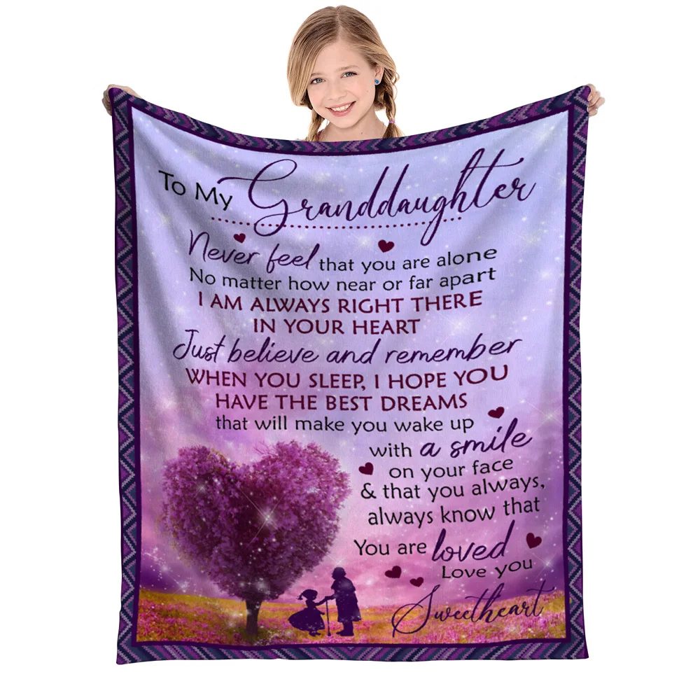 Loving Gift to Granddaughter,Flannel Throw Blanket,Cozy Noon Break Blanket for blanket for winter Lightweight Warm Soft  catnap