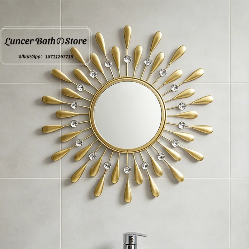 European and american southeast asian light luxury makeup mirror round vanity mirror bedroom desktop iron art mirror decorative