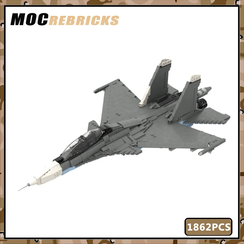 Military Russian Air Force Weapons Su-30SM Multirole Fighter MOC Building Block Navy Aircraft Originality DIY Bricks Toys Gifts