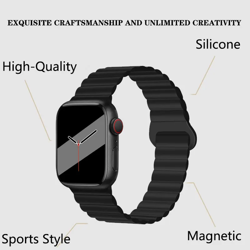 Magnetic Strap For Apple Watch Bands 45mm 38mm 49mm 40mm 42mm 41mm Silicone Sport Bracelet iWatch Series ultra 9 6 5 7 8 se 44mm