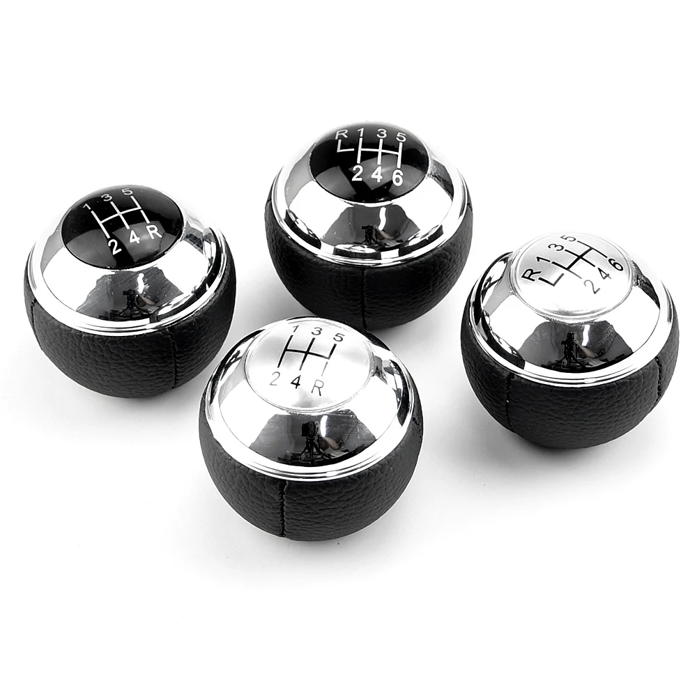 

Manual 5 Speed 6 Gear Shift Knob Shifter Lever Leather Chrome For MINI R50 R52 R53 Cooper 2001-2008 25117542272