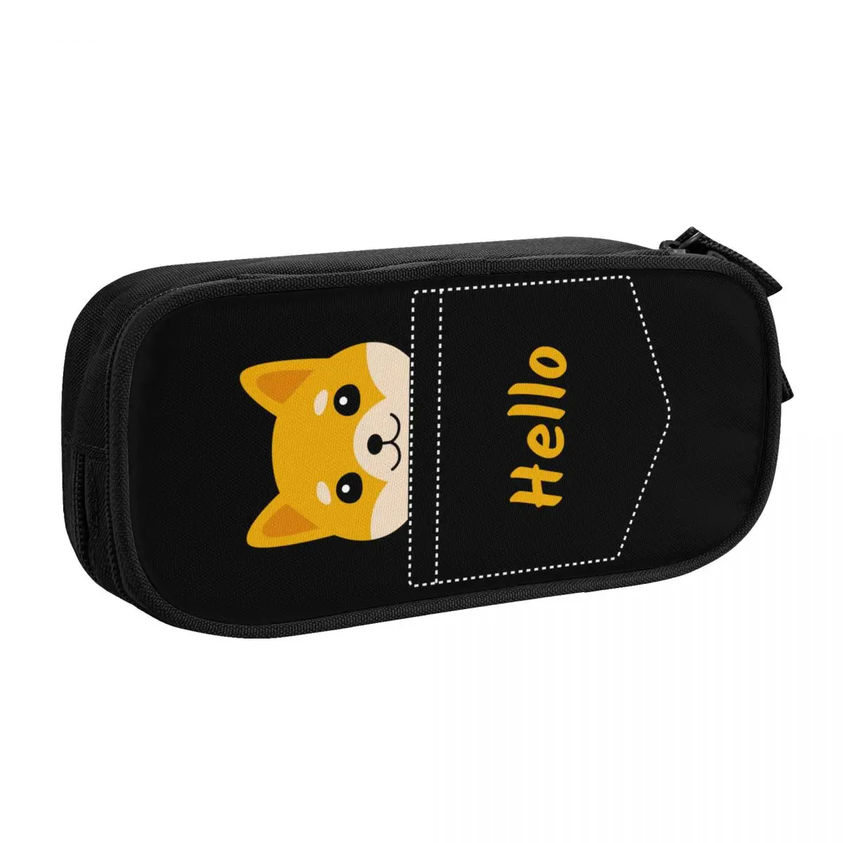 Custom Hello Cute Shiba Inu In Your Pocket Cute Pencil Cases Boy Girl Large Capacity Cute Dog Pet Pencil Bag School Supplies