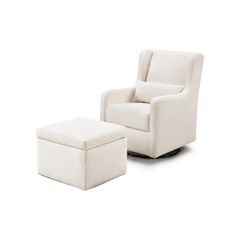 

Adrian Swivel Glider with Storage Ottoman in Performance Cream Linen, Water Repellent and Stain Resistant, Greenguard Gold &