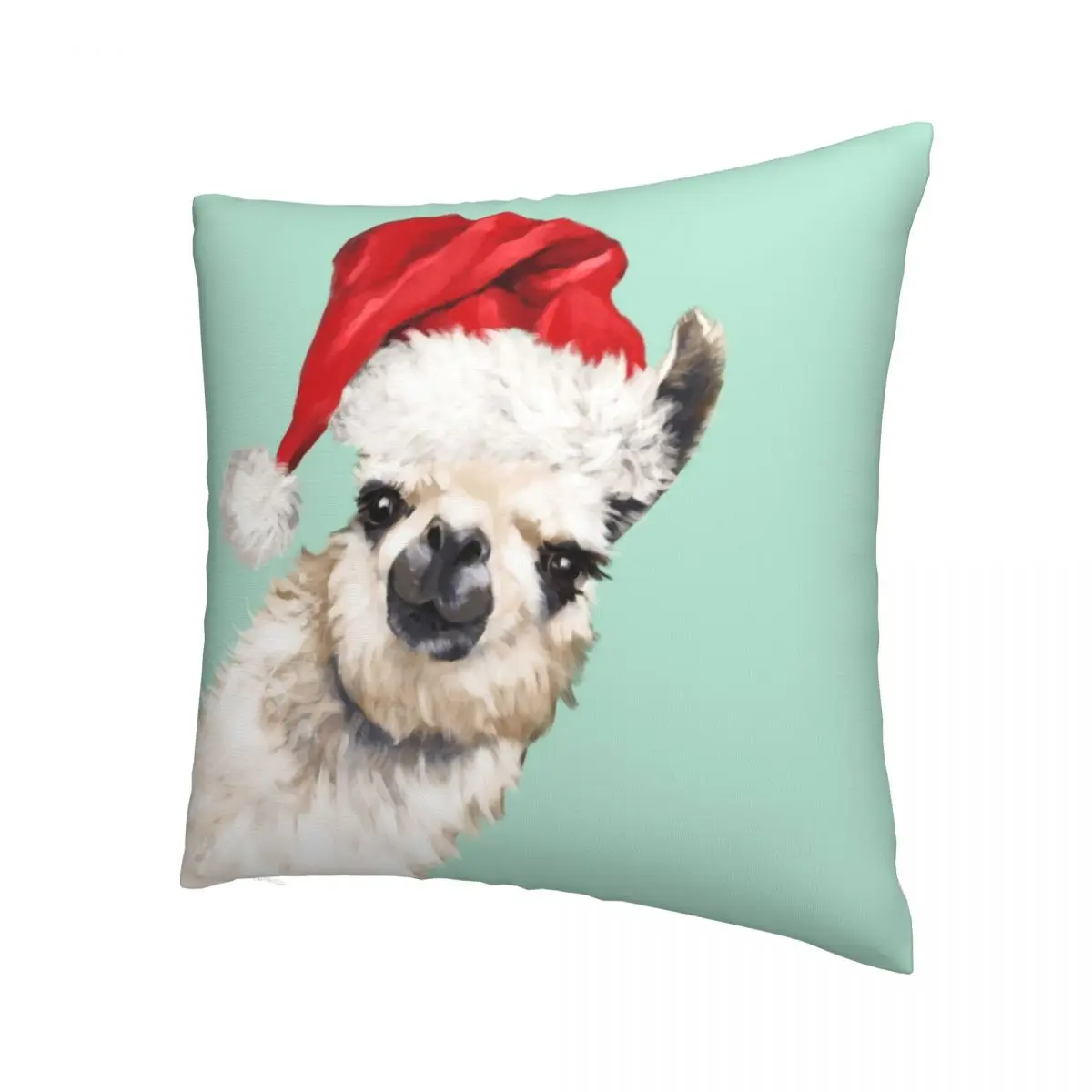 Christmas Sneaky Llama In Green Alpaca Pillowcase Cushion Cover Merry Christmas Throw Pillow Case Cover Home Square 45*45cm