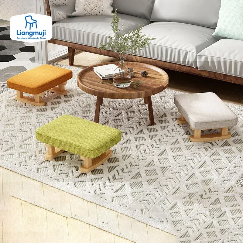 Colofull Small Wooden Stool Footrest Seat with Non-Slip Pad Small Square for Household Living Room Hallway Sofa Tea Stools