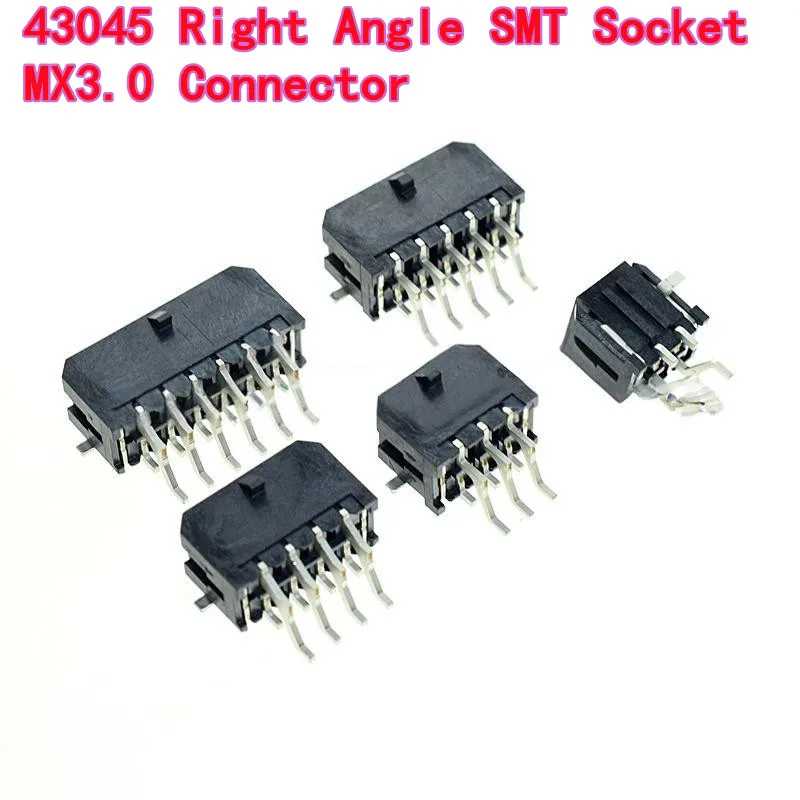 

10PCS 43045 Right Angle SMT Socket MX3.0 Connector Mini 5557 Dual Row SMT Socket 2*2/3/4/6/8P