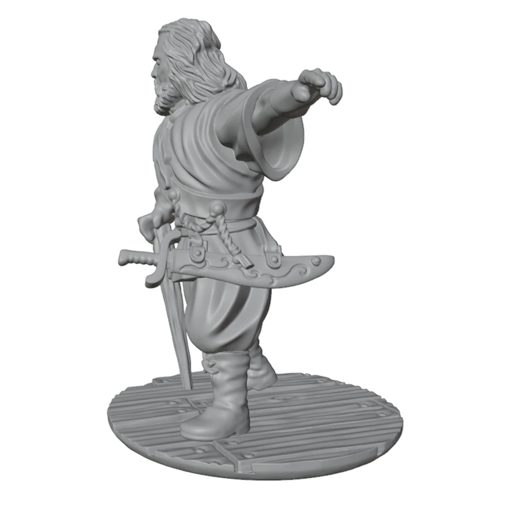 1/24 Scale, sword-wielding, long-bearded old warrior, medieval style, resin warrior model, GK mini 3D printed statue, unpainted.