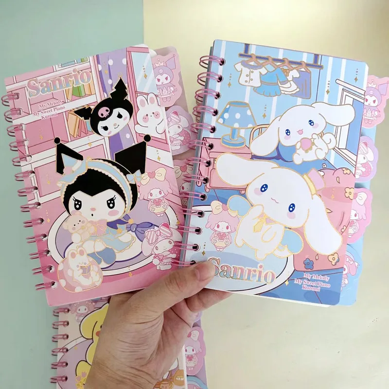 

2pcs New Sanrio Coil Notebook with High Beauty Cartoon Kuromi Student Notebook Interlayer Coil Handbook Notebook Diary Gift