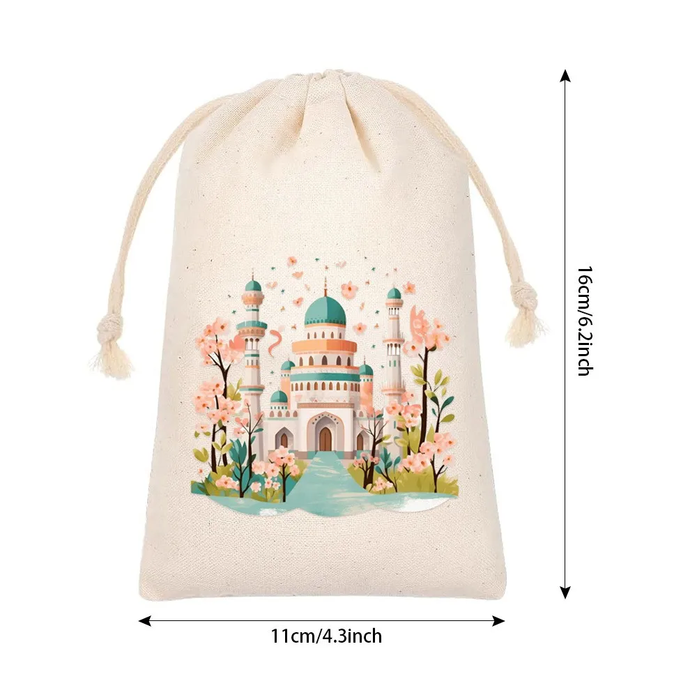 36pcs/lot Arabian Festival Cotton Bags 11x16cm & 13x18cm Middle Eastern Holiday Party Candy Packaging Moon Castle Gift Bags