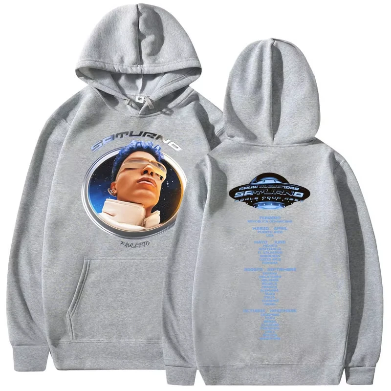 Rauw Alejandro Saturno جولة حول العالم الحفل هوديس الرجال النساء الملابس البلوفرات موضة الهيب هوب بلوزات كبيرة الحجم الشارع الشهير #4