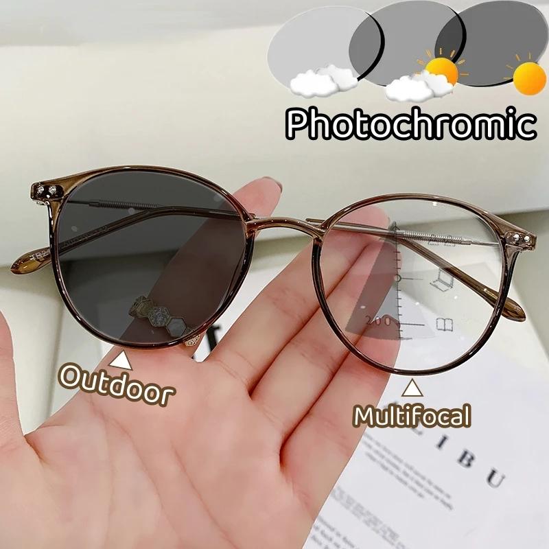 Progressive Multifocus Reading Glasses High Definition Photochromic Presbyopia Eyewear Anti-blue Light Far Sight Glasses