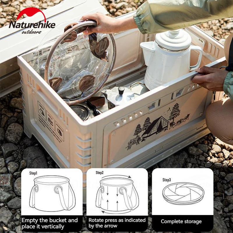 Naturehike Folding Round Bucket Waterproof Foldable Water Sink Portable Travel Basin Camping Hiking Fishing Storage Container