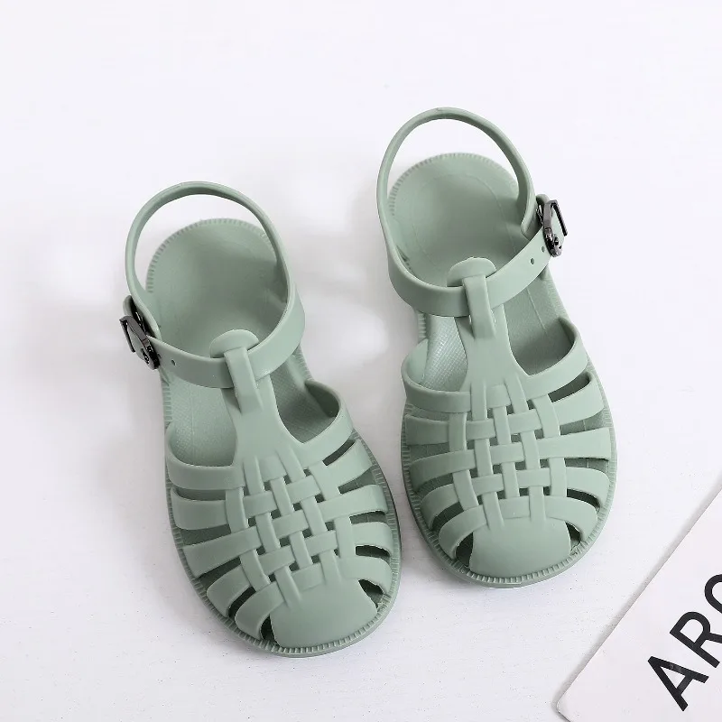 Baotou-sandalen voor kinderen Lente en zomer Jongens en meisjes Zachte zolen Schoenen met uitgeholde gaten Platte jelly-schoenen Baby-wandelschoenen