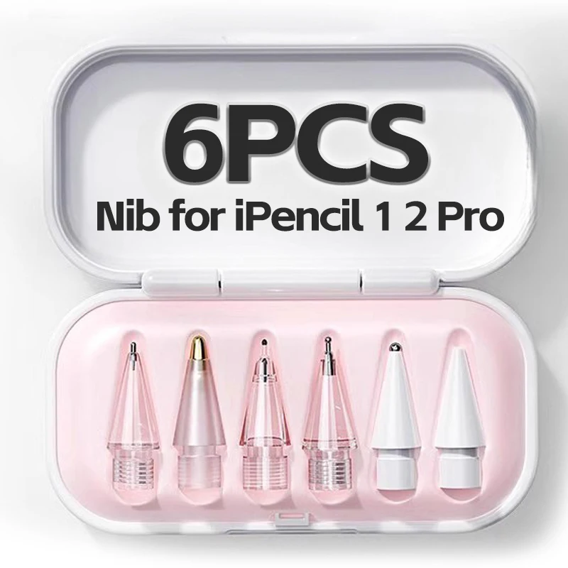 4/6 Pcs Replacement Pencil Tips for Apple Pencil 1/2th iPencil Pro 2B Soft Nibs for iPad Pro Mini Pencil 1/2 Stylus Fine Nib