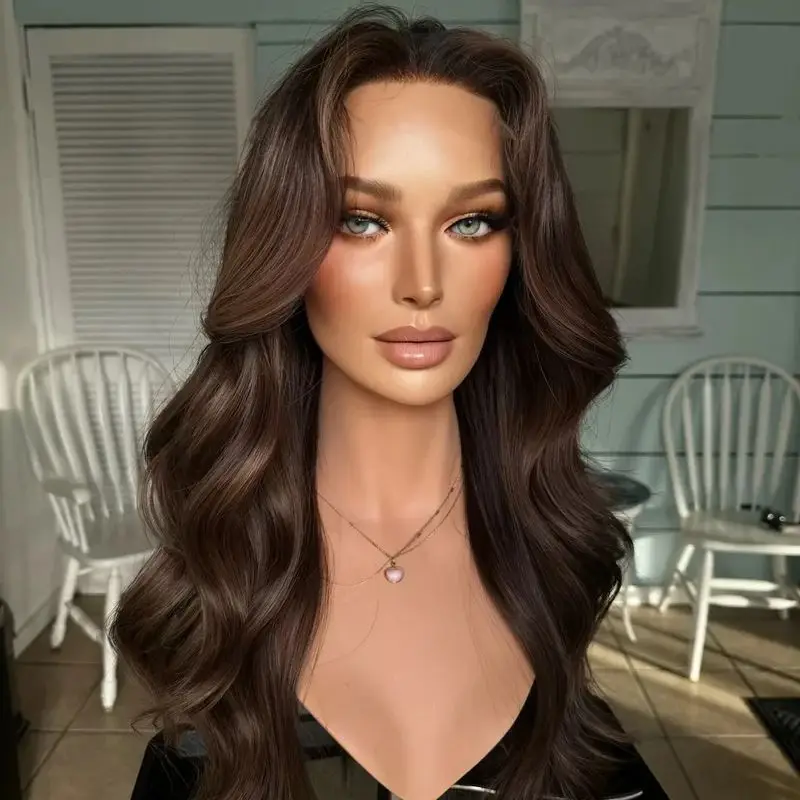 On Clearance Sale Ombre Chocolate Brown HD Transparent Lace Front Wig Preplucked Hairlline Women's Wig Cosplay Daily Party Wigs