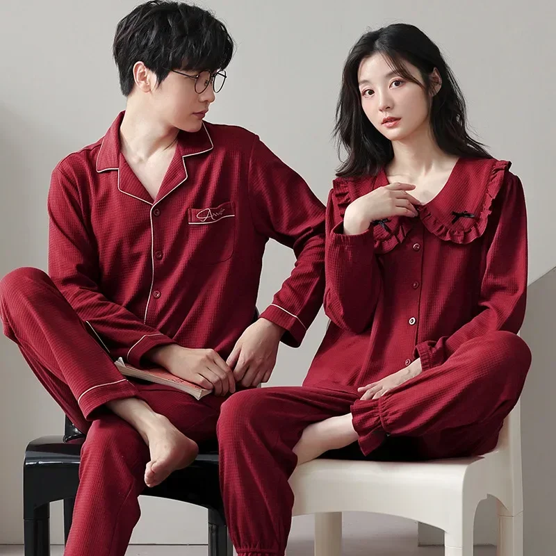 Pajama Pants Set Couple Clothing Homewear Spring Autumn Thin Elegant Comfortable Casual Breathable Wearable Loose Fit Large Size