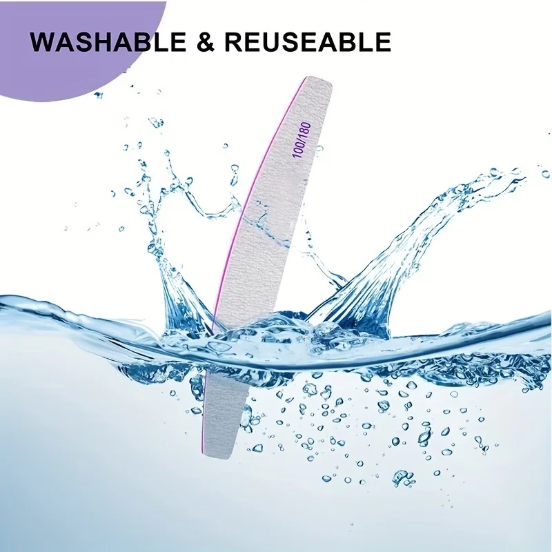Nail File Buffer 100 180 Grit 2Pcs Set Double Sided Emery Board Professional Manicure Pedicure Salon Home Gel Acrylic Nail Art T