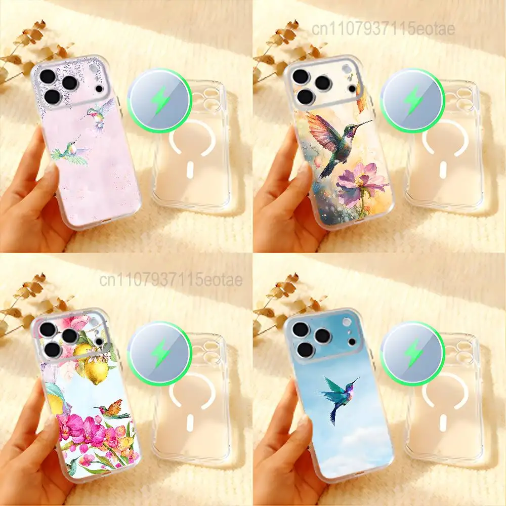 H-HummingbirdS For iPhone 11,12,13,14,15,17,16,Pro,Plus,E,Max,Air,Mini Clear Magnetic Frosted Cover