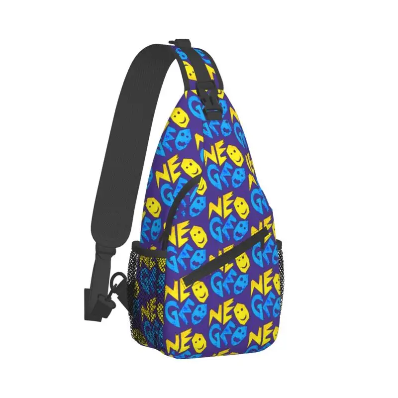 Saco de estilinque com logotipo Neo Geo para viagem, mochila de peito transversal, mochila de ombro, moda masculina