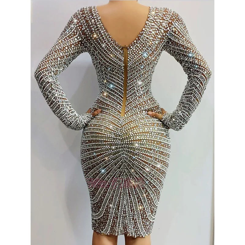 วันเกิดเพชรเงาคริสตัลปาร์ตี้ชุดพรมแดง Vestidos GradMujer Vestidos Largos ชุด Luxo Elegante Festa Longa