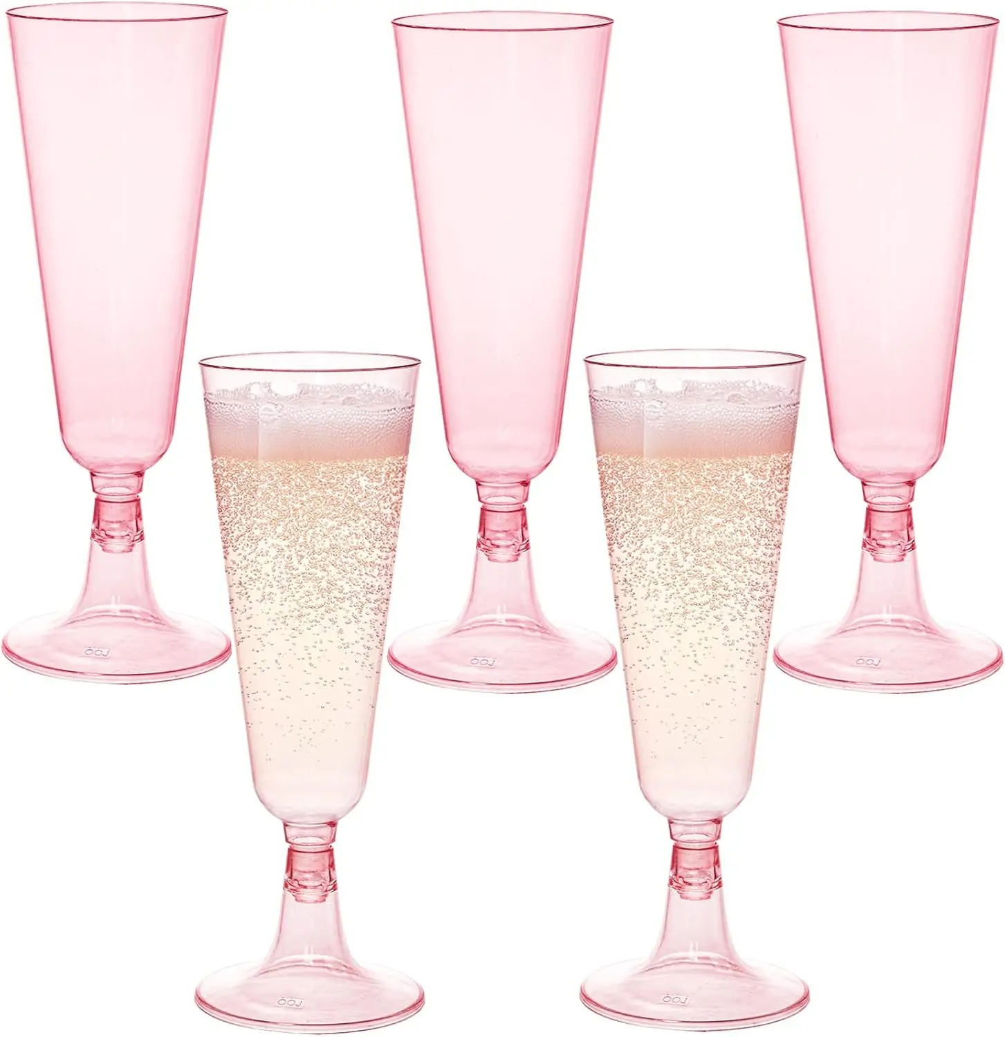 

70 Pack Pink Champagne Flutes, 5oz Disposable Plastic Wine Glasses for Wedding, Party, Valentine's Day