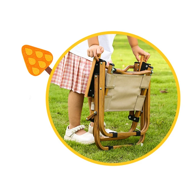 Mini Folding Portable Camping Chair for Kids Outdoor Kermit Chair Khaki and Black for 2-8 Years