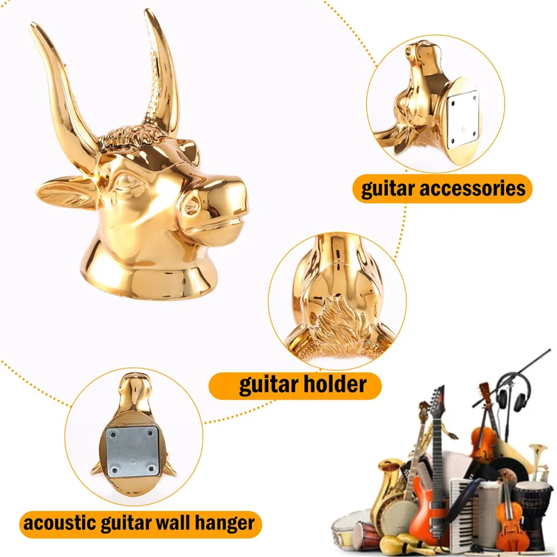 Guitar Holder Wall Hanger Bull Art Guitar Ukulele Hook Guitar Hanger Wall Hook Holder Stand for Ukulele