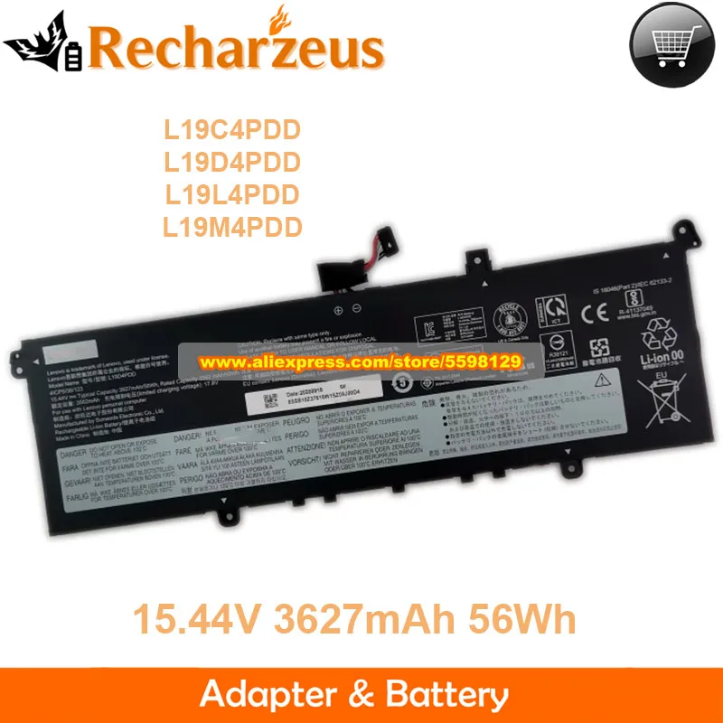 Genuine 15.44V 56Wh L19D4PDD Battery L19M4PDD L19C4PDD L19L4PDD For Lenovo ThinkBook 13s G2 ITL-20V9 G3 ACN 20YA 14s G2 ITL-20VA