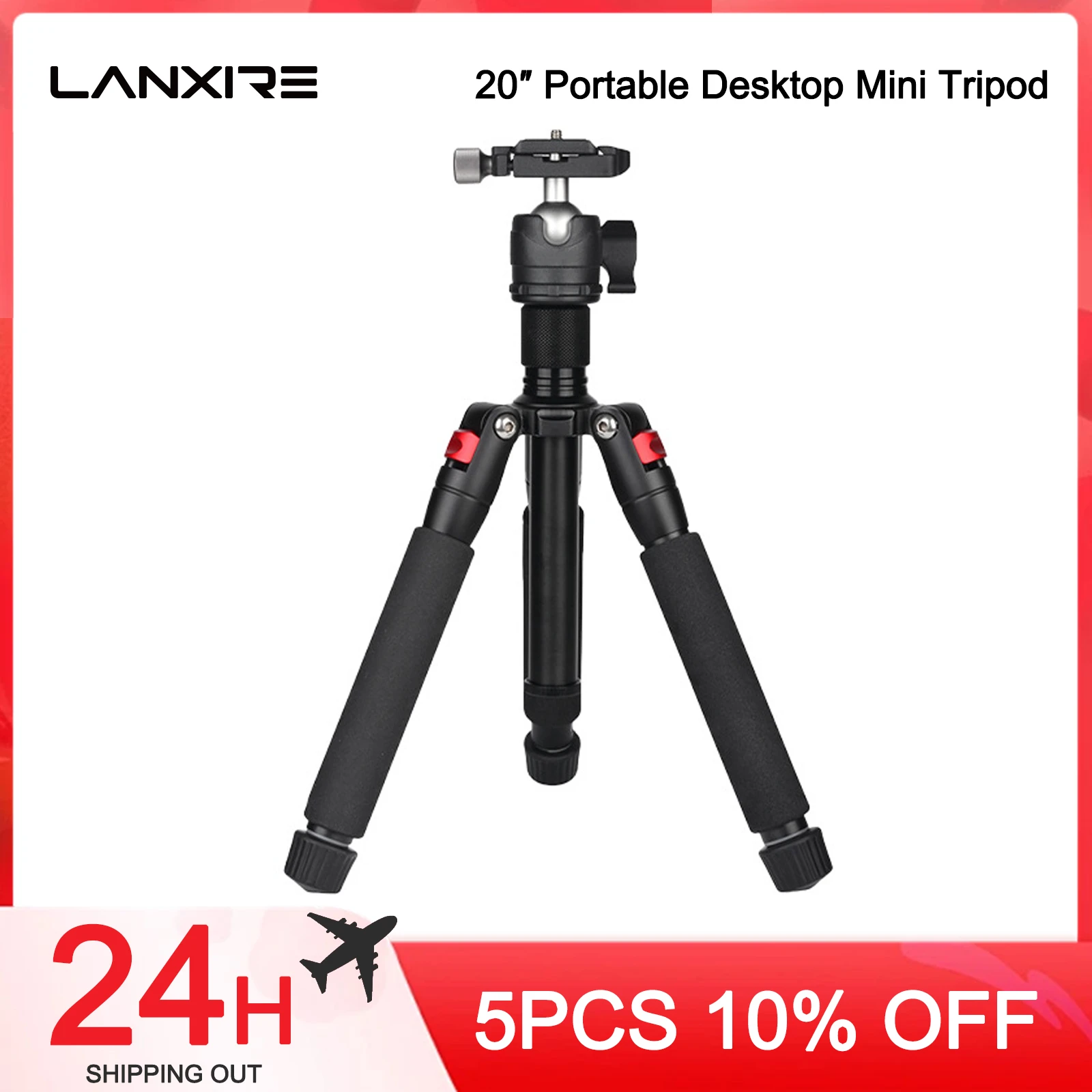 

Lanxire Mini Tripod, 20” Tabletop Desktop Tripod with 360° Ball Head and 1/4" Arca Type Quick Release Plates for DSLR, Camcorder