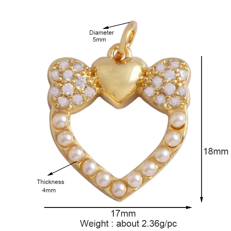 Classics Love Heart Star Zircon Focal Charm Pendant,Creative Shell Pearl 18K Gold Plated Jewelry  Accessories Supplies M41