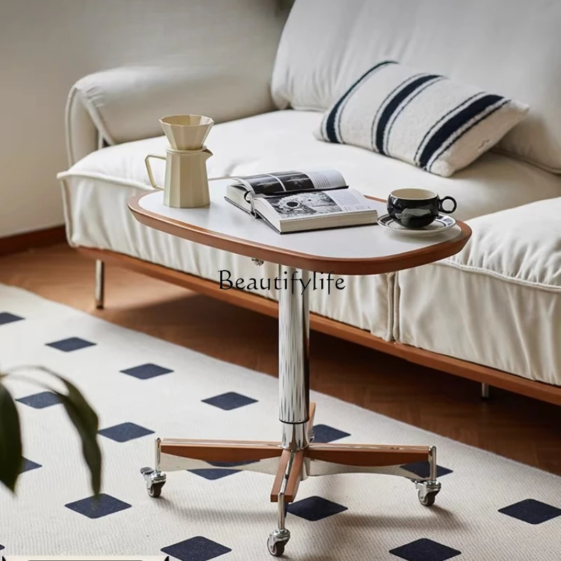

Household liftable edge table retro style solid wood rock slab desktop coffee table