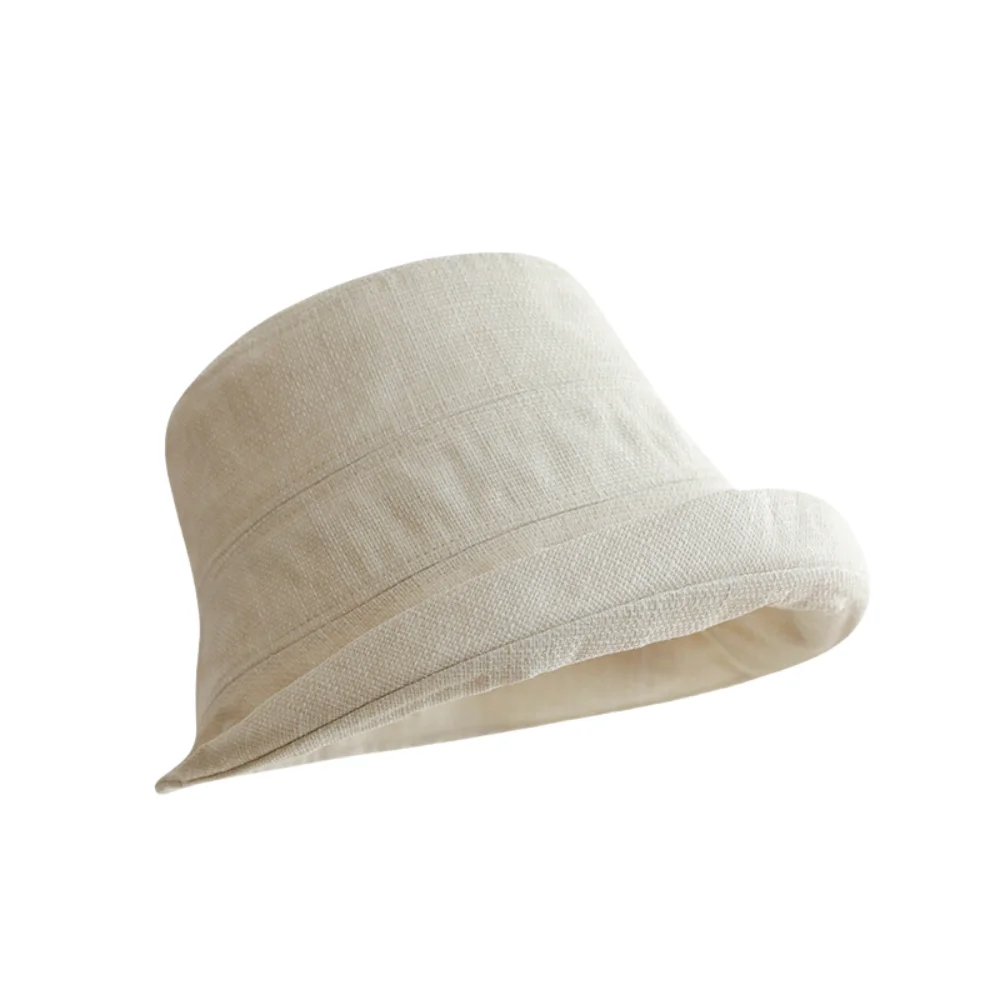 

Quick-dry Roll Rim Fisherman Hat Sunscreen UV Protection Flax Sun Hat Sunshade Solid Color Japanese Style Bucket Cap Outdoor