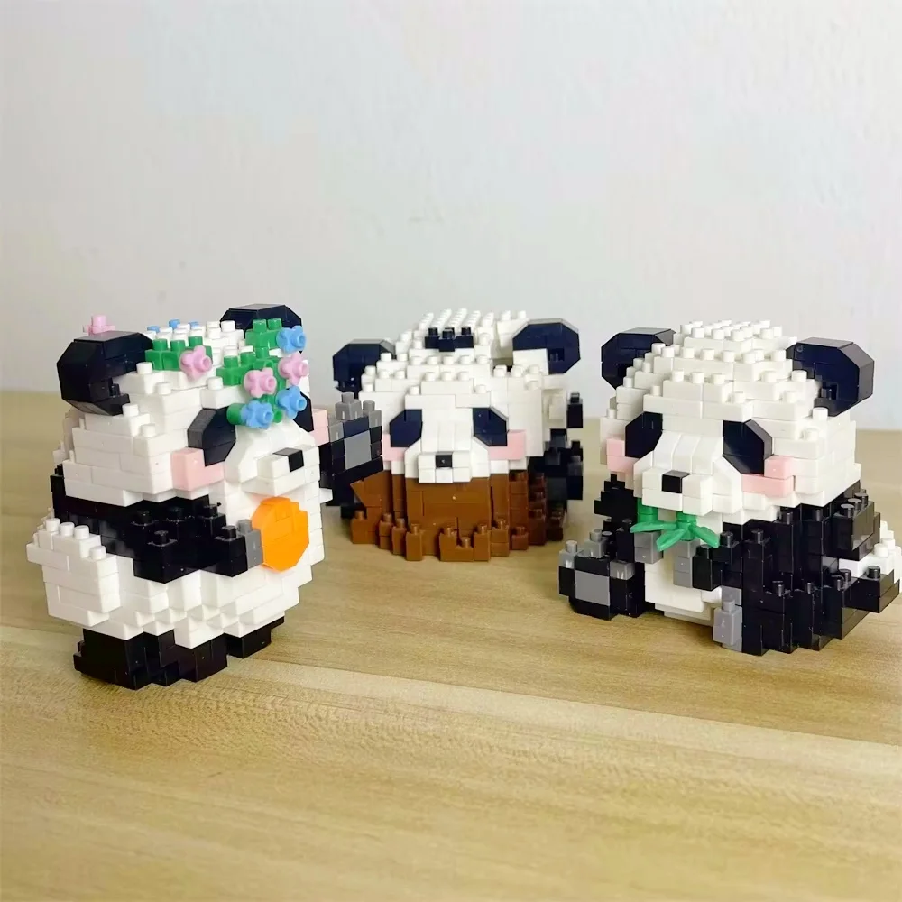 Micro Mini mattoncini a tema Panda giocattolo: figurine adorabili, regalo ideale, incoraggia il gioco creativo, promuove il dispositivo cognitivo