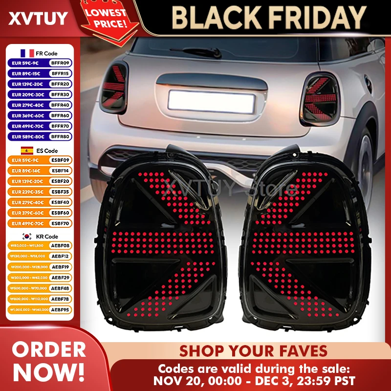 

1 Pair Car LED Tail Lights for BMW F56 F57 2014 Taillights Assembly Mini Cooper RED Rear Lens Tail Lamp Turn Signals Taillight