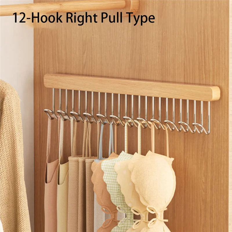 

MCGS-Clothes Storage Hanger Multifunctional Wooden Belt Hanger Tie Holder Beanie Bra Closet Supplies