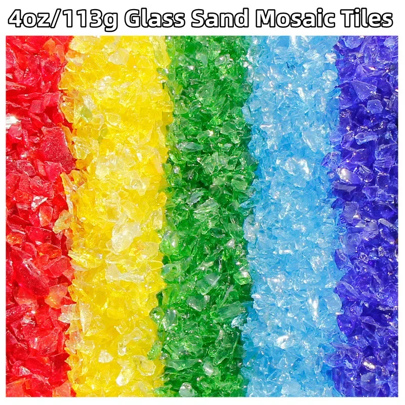 4oz/113g Colorful Glass Sand Mosaic Tiles Glass Fragment Mosaic Making Tile DIY Crafts Materials Fillers of Fish Tank Bottom