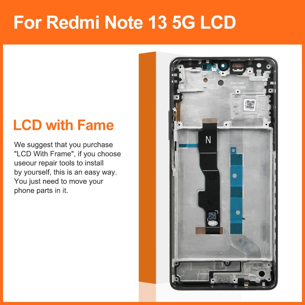 Schermo LCD TFT Di Ricambio Per Xiaomi Redmi Note 13 5G – Display Touch Completo Con Strumenti, Modello 2312DRAABG/2312DRAABI, Nero Senza Cornice - 2