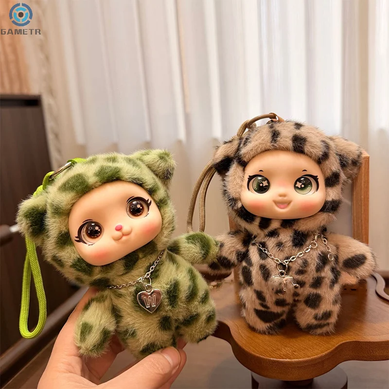 1PC かわいい漫画ヒョウシリーズ大きな目ビニール顔ぬいぐるみペンダントバックパック装飾ギフト