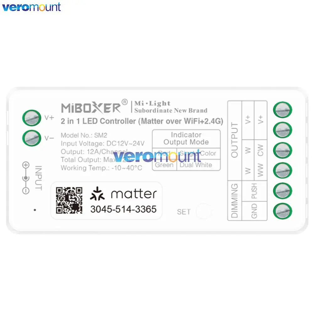 MiBoxer SM5 ML5 5in1 SM2 2 in 1 LED Remote Controller Tuya WiFi Voice APP (Matter Over WiFi+2.4G) for DIM/RGB/RGBW/RGB+CCT Strip