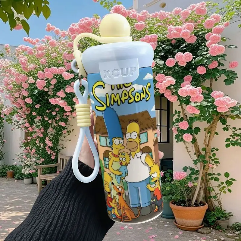 Neue The Simpsons Marge Homer Thermoskanne mit Hochwertiger Farbgebung Cartoon-Aufdruck Große Kapazität Tragbare Studenten-Doppeltrinkbecher – Detail 6