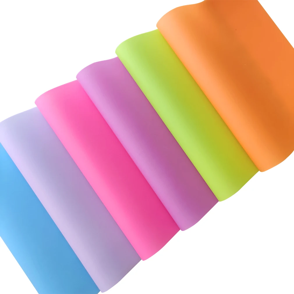 6pcs Colorful A4 Jelly Faux Leather Candy Color Transluscent Vinyl Roll for DIY Projects Sewing Craft