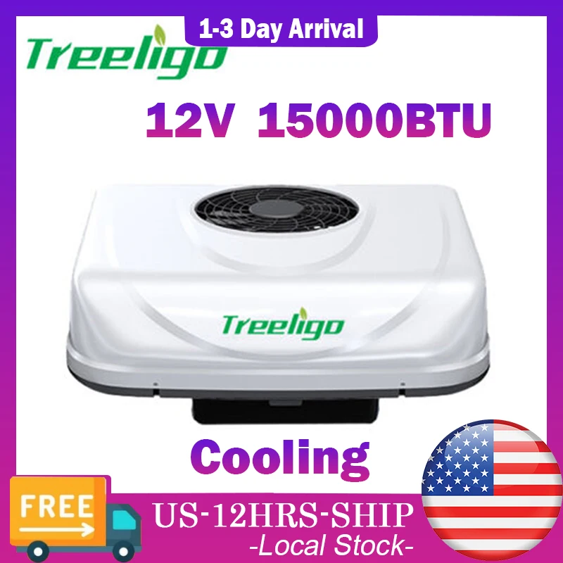 Treeligo 15000BTU RV Rooftop Parking air Conditioner 12V Electric Cooling Car AC Unit for Truck Camper Van Caravan  Motorhome