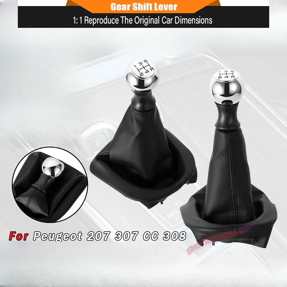 Car Gear Shift Knob Lever Shifter Stick PU Leather Gaiter Boot Cover For Citroen Berlingo III MK3 For Peugeot Partner 2008 On