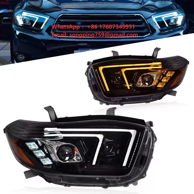 Car Lights for Toyota Highlander Headlights 2009-2011 Full LED Projetor Headlamp Daytime Running Light Automotive Accessories