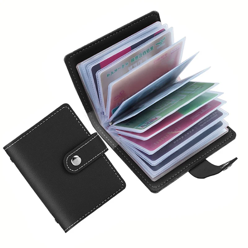 Leather Business Card Holder Wallet Woman Men ID Card Credit Card Holder 26 Bits Minimalist Card Protects Case Bank Card Bag