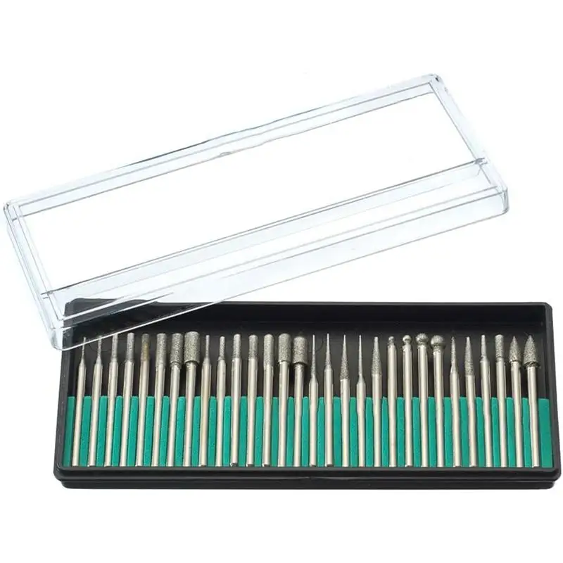 

30Pcs/box For Electric Grinder Rotary Tool Diamond Burs Bits Grinding Carving Cutting Abrasive Tools Parts